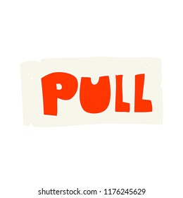 flat color illustration of door pull sign