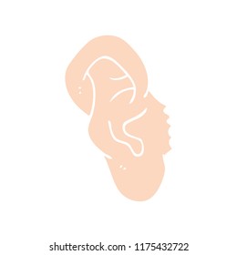 flat color illustration of ear