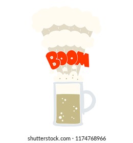 flat color illustration of exploding beer