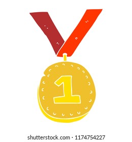flat color illustration of first place medal