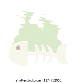 flat color illustration of fish bones