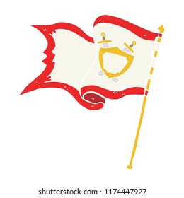flat color illustration of flag blowing in wind