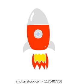 flat color illustration of flying rocket
