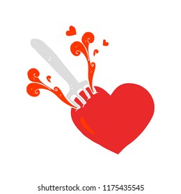 ilustración de color plano de la horquilla en el corazón
