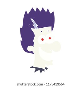 flat color illustration of grinning vampire