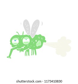 flat color illustration of gross farting fly