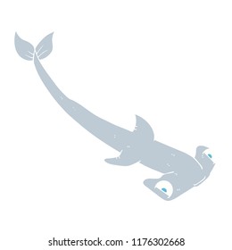 flat color illustration of hammerhead shark