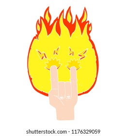 flat color illustration of hand making rock symbol