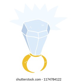 Flat Color Illustration Of Huge Diamond Ring