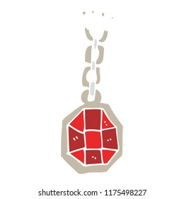 flat color illustration of huge gem pendant