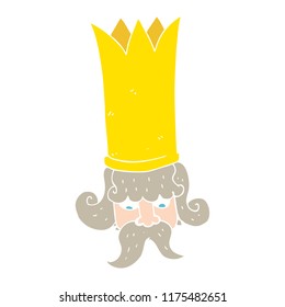 flat color illustration of king with huge crown
