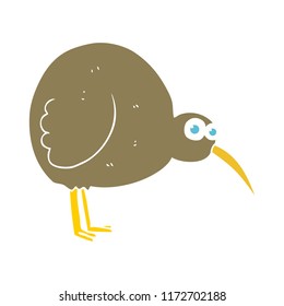 flat color illustration of kiwi bird