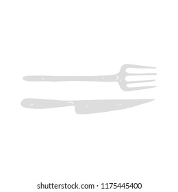 flat color illustration of knife and fork
