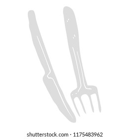 flat color illustration of knife and fork