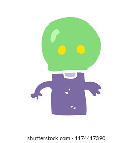 flat color illustration of little alien