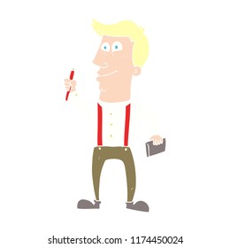 flat color illustration of man with notebook and pen