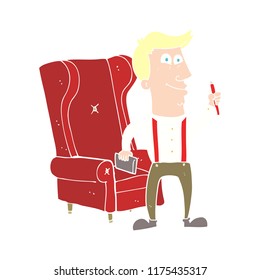 flat color illustration of man with notebook and pen