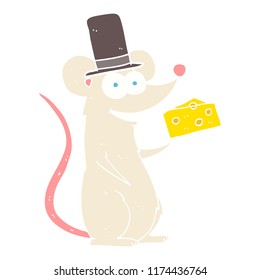 flat color illustration of mouse with cheese