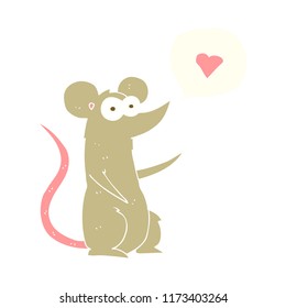 flat color illustration of mouse in love
