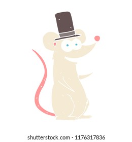 flat color illustration of mouse in top hat