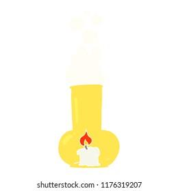 flat color illustration of old glass lamp and candle