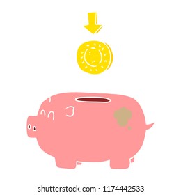 flat color illustration of piggy bank