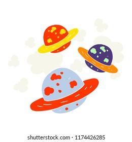 ilustración de color plano de planetas