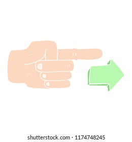 flat color illustration of pointing hand with arrow