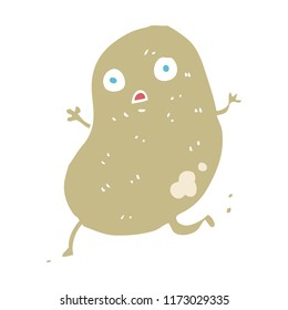 flat color illustration of potato running