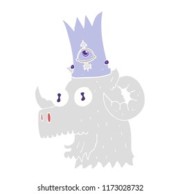 flat color illustration of ram head with magical crown