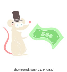 flat color illustration of rich mouse