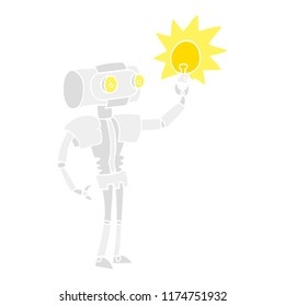 flat color illustration of robot with light bulb