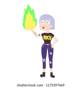 flat color illustration of rock girl