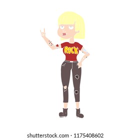 flat color illustration of rock girl