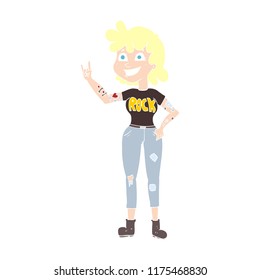 flat color illustration of rock girl