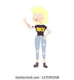 flat color illustration of rocker girl