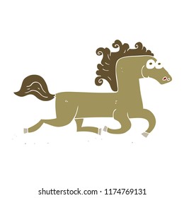 flat color illustration of running horse