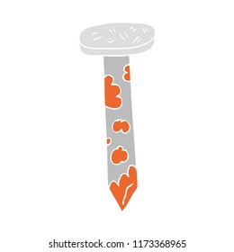 flat color illustration of rusty nail