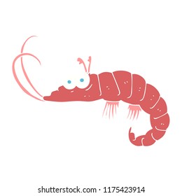 flat color illustration of shrimp