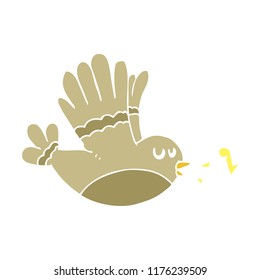 ilustración de color plano del pájaro cantante
