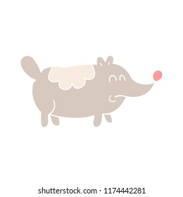 flat color illustration of small fat dog