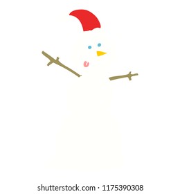flat color illustration of snowman