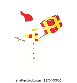 flat color illustration of snowman