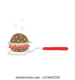 flat color illustration of spatula with burger