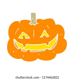 flat color illustration of spooky pumpkin