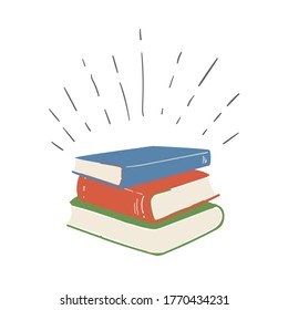 flat color illustration of stack of books