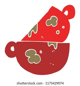 flache farbige Abbildung eines Stapels schmutziger Kaffeetassen