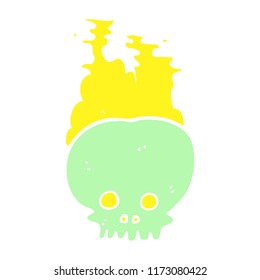 flat color illustration of steaming skull