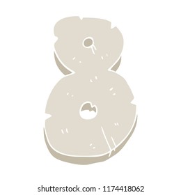 flat color illustration of stone number eight