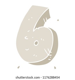 flat color illustration of stone number six